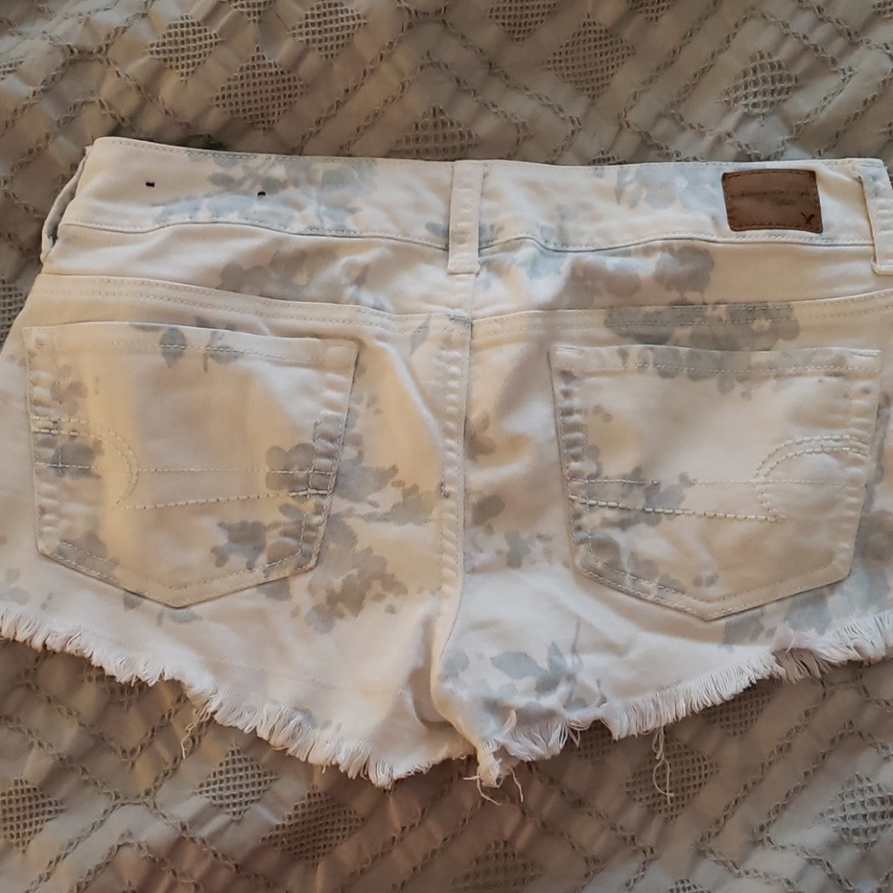 Floral denim shorts